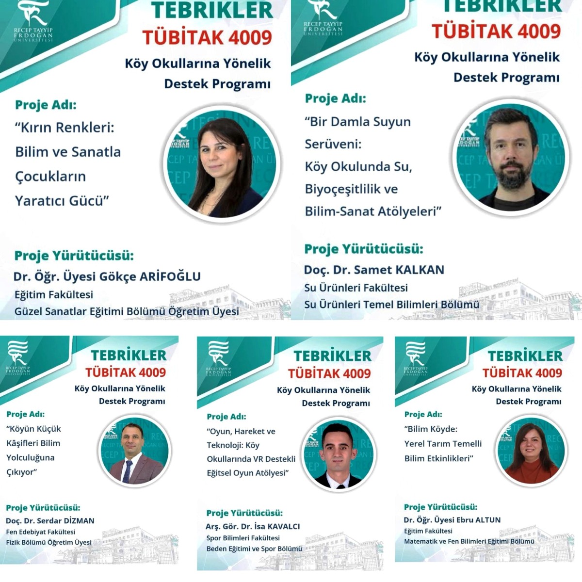 RTEÜ Öğretim Görevlilerinin Projelerine Tübitak 'Dan Destek