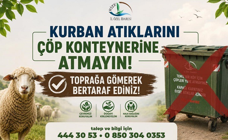 Rize İl Özel İdaresi’nden Kurban Bayramı Öncesi Çevre ve Sağlık Önlemleri