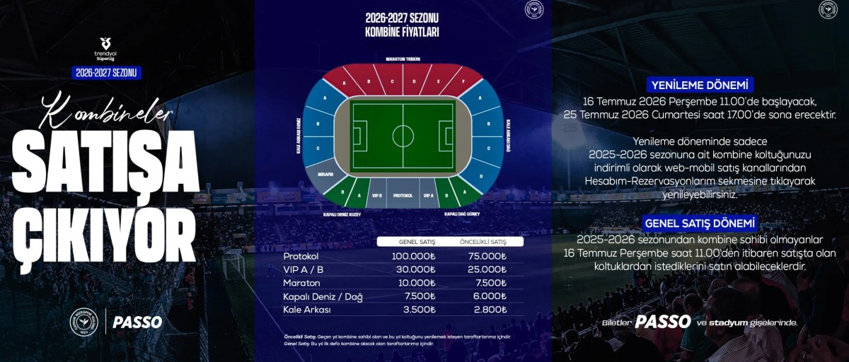 Çaykur Rizespor’da 2026-2027 Sezonu Kombine Biletleri Genel Satışta