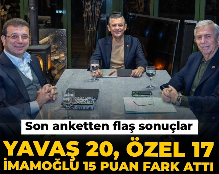 Mansur Yavaş 20, Özgür Özel 17, İmamoğlu 15 puan fark attı! Son anketten flaş sonuçlar